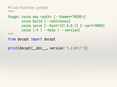 Code using docopt to implement a command-line interface.