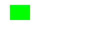 A frame with a thin black border and a bright green rectangle near the upper left-hand corner.